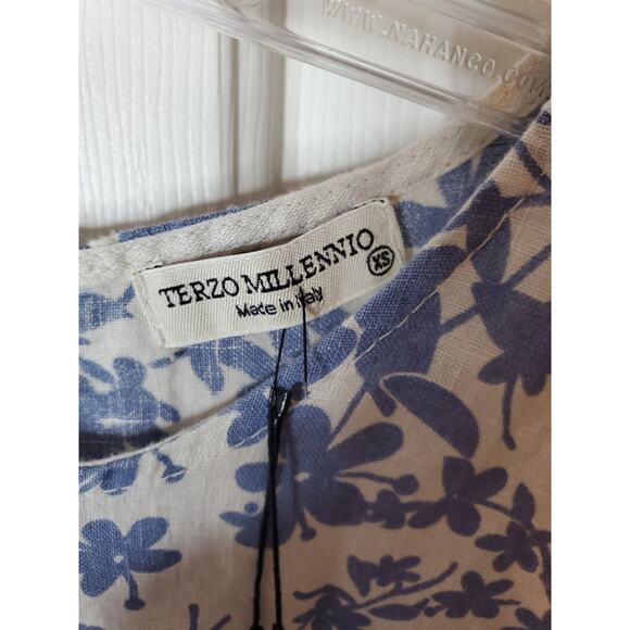 Terzo Millennio Blue Floral 100% Linen Pull-On Dress, XS, NWT - Picture 5 of 7